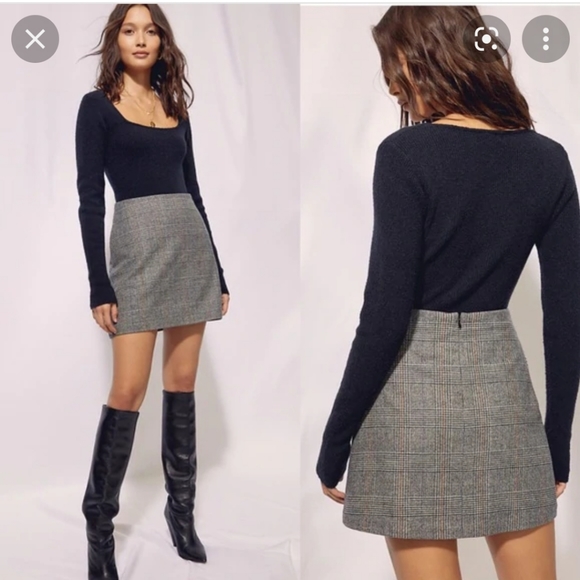 NWOT aritzia wilfred classic mini skirt charcoal/grey 8 - Picture 3 of 9